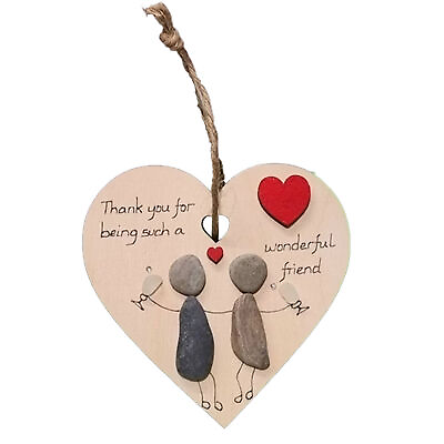 #ad Durable Wooden Heart Ornament Sign for Friends Friendship Gift Shaped Plaque $9.41