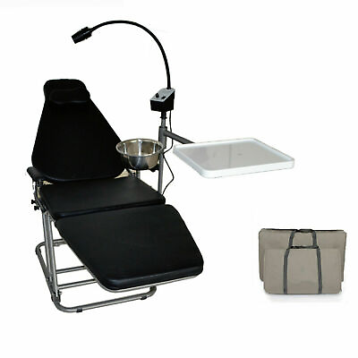 #ad Dental Portable Chair with LED Exam Light and Tray Nylon Bag Color Black $1329.04