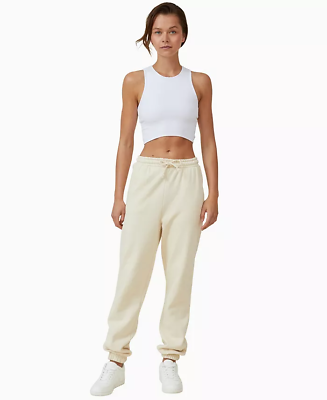 #ad New COTTON ON BODY Women#x27;s Plush Gym Track Sweatpants Jogger Beige Size Small $14.99