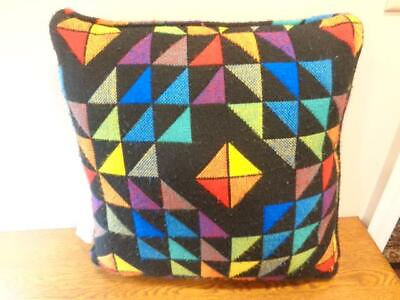 #ad Geometric 16quot; Throw Pillow with Multi color Triangle Shapes Jacquard Woven Decor $19.99