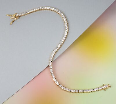 #ad 6.8quot; Thin Square Princess CZ Gold Clad Sterling Silver Bracelet 7.3g $37.95