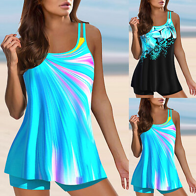 #ad Tankini With Shorts Swimsuits For Women Two Piece Fast Dry Swimming Beachwear $14.99