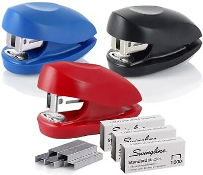 #ad Swingline Mini Stapler with Staples Tot 3 Pack Red Blue amp; Black Colors Inc $26.34