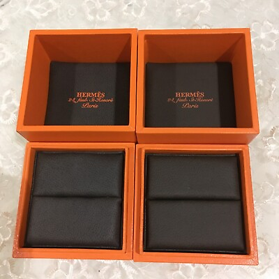 HERMES Empty Gift Small Box set of 2 hard case jewelry box 6x6cm From Japan $49.99