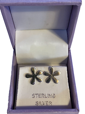 #ad Sterling silver vintage 925 earrings flower shape stud earrings 1.5cm GBP 14.00