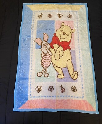 #ad Vintage Winnie The Pooh Piglet Plush Baby Blanket $110.00