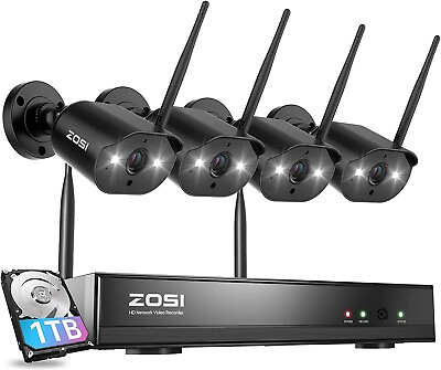 #ad ZOSI H.265 8CH 3MP Wireless Security WiFi Outdoor Camera System 1TB HDD Audio $188.99