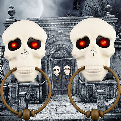 #ad Halloween Doorbell Glowing Electric Toy Home Party Skull Door Knocker Portable $18.02