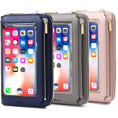 #ad Womens RFID Blocking Mini Crossbody Touch Screen Phone Wallet Purse Handbag Gift $10.65