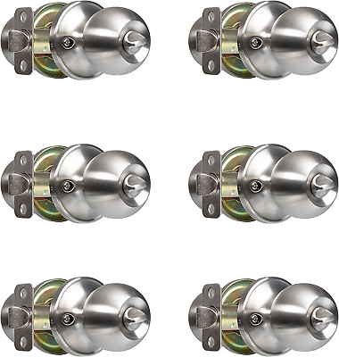 #ad Privacy Door Knobs For Bed And Bath Satin Nickel 6 Pack NEW $66.23
