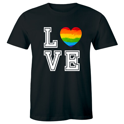Love Funny Shirt Gay Lesbian LGBT Pride Rainbow Cool Men#x27;s T shirt Tee $14.99