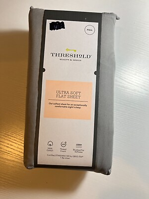 #ad Threshold Ultra Soft Flat Sheet 300 Thread Count Classic Gray Full Size $19.95