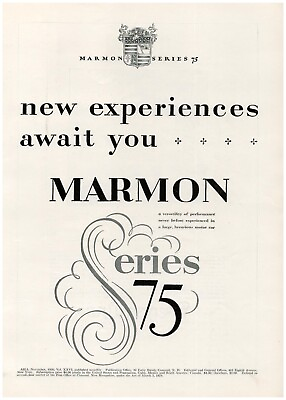 #ad 1926 MARMON Vintage Print Ad Series 75 Crest Emblem Minimalist Wall Art Decor $9.94
