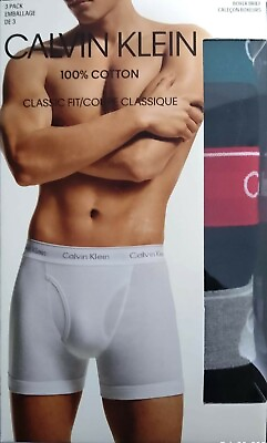 Calvin Klein Men#x27;s Boxer Brief 3 Pack Ck Slip Short Trunk Underwear Cotton Black $25.99