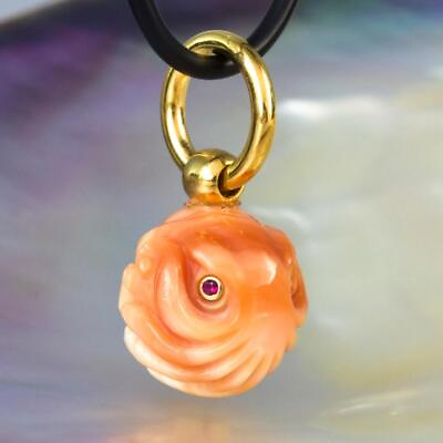 #ad Octopus Pendant Carved Apricot Shell amp; Vermeil Gold plated Sterling Silver 4.98g $58.00
