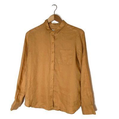 #ad Garnet Hill 100% Sleeve Button Up Shirt Sz S Blouse Linen Long Lagenlook READ $12.58