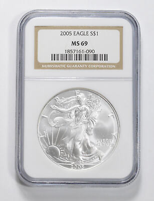 #ad MS69 2005 American Silver Eagle NGC Brown Label $46.95