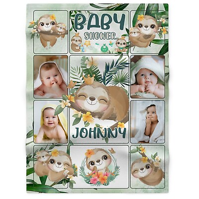 #ad Personalized Baby Blankets Sloth Custom Name Photo Baby Blankets $57.00