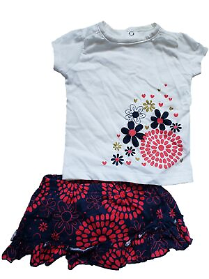 #ad Infant Baby Girl Flower Heart Print T Shirt amp; Skirt Summer 2 Pc Set 3 months $19.99