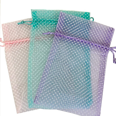 #ad 30 Organza Polka Dot Party Favor Gift Bags Baby Shower Pink Purple Aqua $12.00