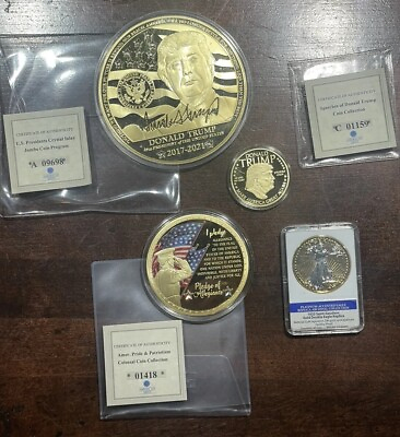 #ad 4 COINS American Mint Swarovski DONALD TRUMP Pledge Pride Double Eagle Replica $99.95