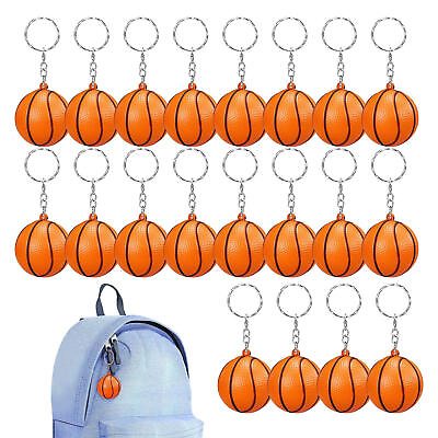 #ad Basketball Keychain 20pcs Orange Basketball Keychains for Party Favors Gift $16.19