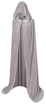 #ad Long Hooded Cloak Velvet Cape Witch Costume Halloween Costumes for Women Men ... $24.23