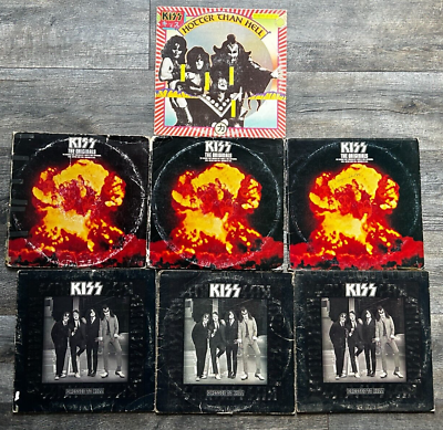 #ad KISS Vinyl Record Covers 7pc Lot Hotter Hell Dressed Kill The Originals Aucoin $60.00