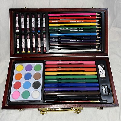 #ad Royal amp; Langnickel Wood Art Box 38 Piece Markers Colored Pencils Pastel $28.41