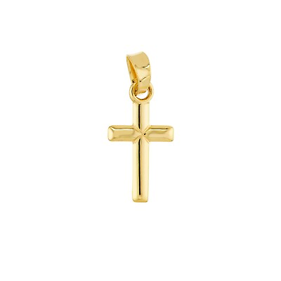 #ad Small Cross with Bevel Edge Pendant 14K Yellow Gold $54.44