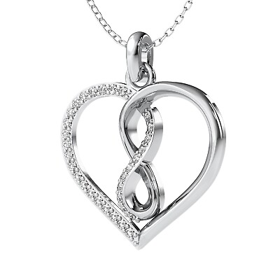 #ad Mothers Day .30 CT Round Cut Lab Grown Diamond Heart Infinity Pendant 14k $1475.00