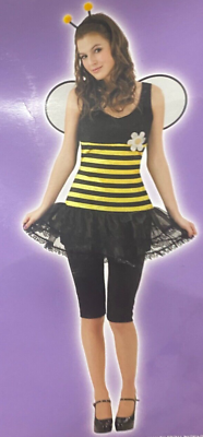 #ad GIRLS TEEN MISS HONEY BUMBLE BEE HALLOWEEN COSTUME DRESS WINGS LEGGING $12.00