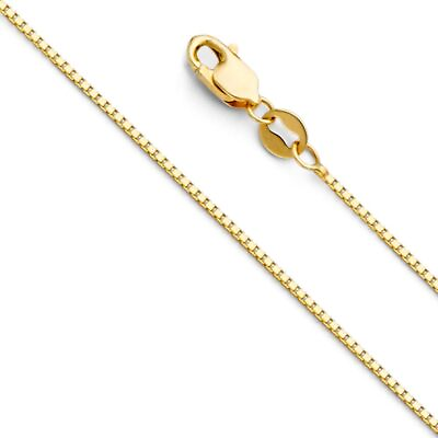 #ad 14k REAL Solid Gold 0.9mm Box Link Chain Necklace with Lobster Claw Clasp Gift $160.00