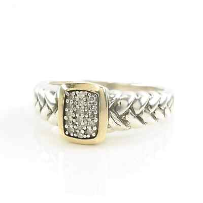 #ad Ring Vintage Alwand Vahan Silver Diamond Gold Accent Sterling Size 6 3 4 $144.95
