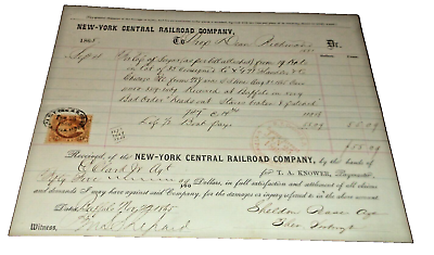 #ad SEPTEMBER 1865 NYC NEW YORK CENTRAL RAILROAD FREIGHT CLAIM BUFFALO NEW YORK $75.00