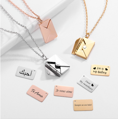 Love Letter Envelope Pendant Necklace Customized Names Personalized Jewelry Gift $19.99