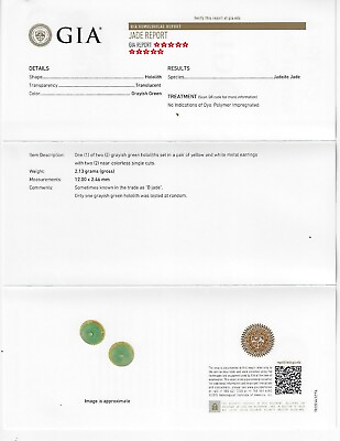 #ad Green Jade Diamond Circle Earrings 14K Yellow Gold Vintage GIA NO DYE $699.00