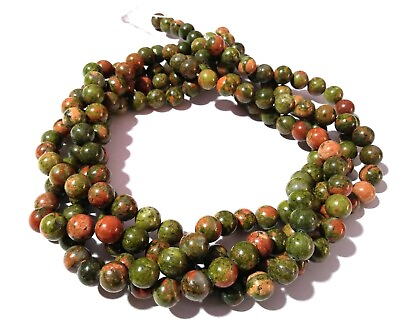 #ad Natural Unakite Round Ball Rondelle 6mm Unakite Loose Beads 12quot;inch 2 Strand $21.84
