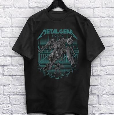 #ad Vintage Metal Gear Black Cotton T Shirt HT58377 $18.99