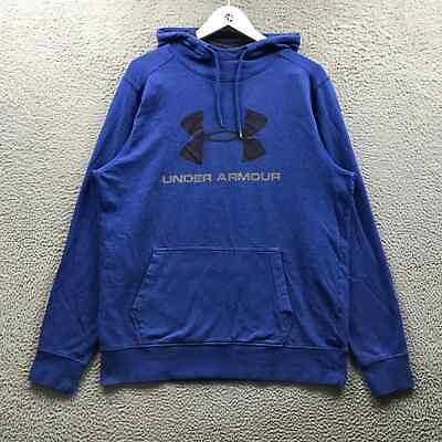 #ad Under Armour Sweatshirt Hoodie Mens L Long Sleeve Graphic Logo Pocket Loose Blue $14.99