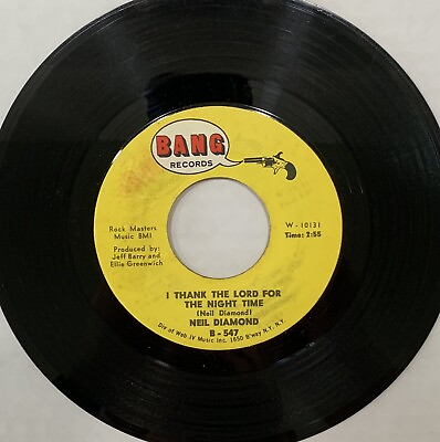 #ad 45 rpm Vintage 7” Vinyl Single Hit Record Neil Diamond Thank Lord Night Time $6.49