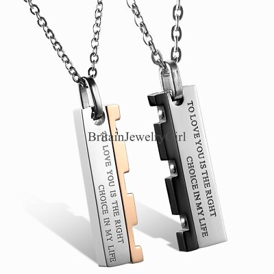 Mens Womens Stainless Steel Pendant Chain Couple Love Promise Necklace Gift $9.99