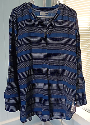 #ad Women#x27;s Old Navy NWT Blue Striped Long Sleeve Tunic Size L $15.99