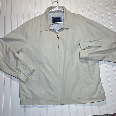 #ad Robert Talbott Pacifica XL Jacket Monterey Bomber Khaki Beige Poly Cotton Nylon $75.00