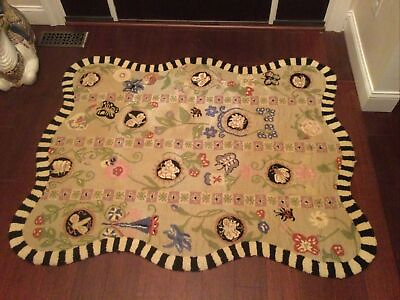 #ad Antique Rug with LadyBugs Insects Butterflies amp; Flowers 5#x27; x 4#x27; Outstanding $349.95