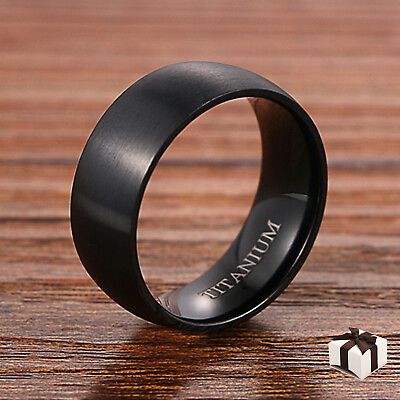 #ad 8MM Black Titanium Mens Womens Brushed Wedding Ring Promise Band Size 6 14 Half $12.34