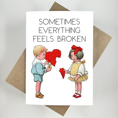 #ad Valentine#x27;s Day Card You Make Everything Better Antique Heart Illustration $6.30
