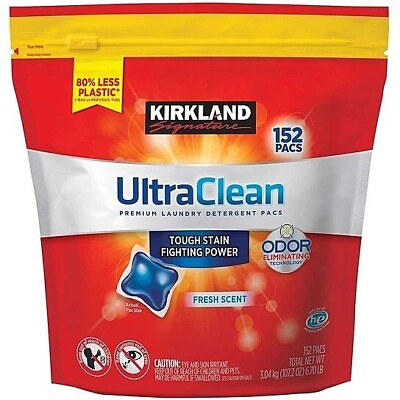 #ad Kirkland Ultra Clean Laundry Pods 152 Ct Odor Eliminator Clean Clothes Fresh $36.99
