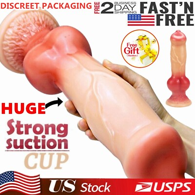#ad 7.6#x27;#x27; Silicone Realistic Dildo Skin Feeling Huge Penis Strong Suction Big Dick $10.58