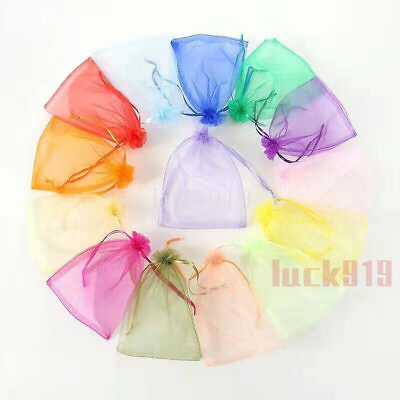 50 100 Sheer Organza Jewelry Gift Bags Pouches Wedding Favor Party Candy Packing $8.00